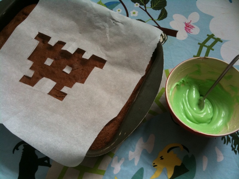gateau au chocolat space invader